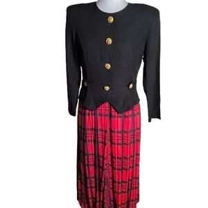 Julian Taylor Black Dress with Red Accents